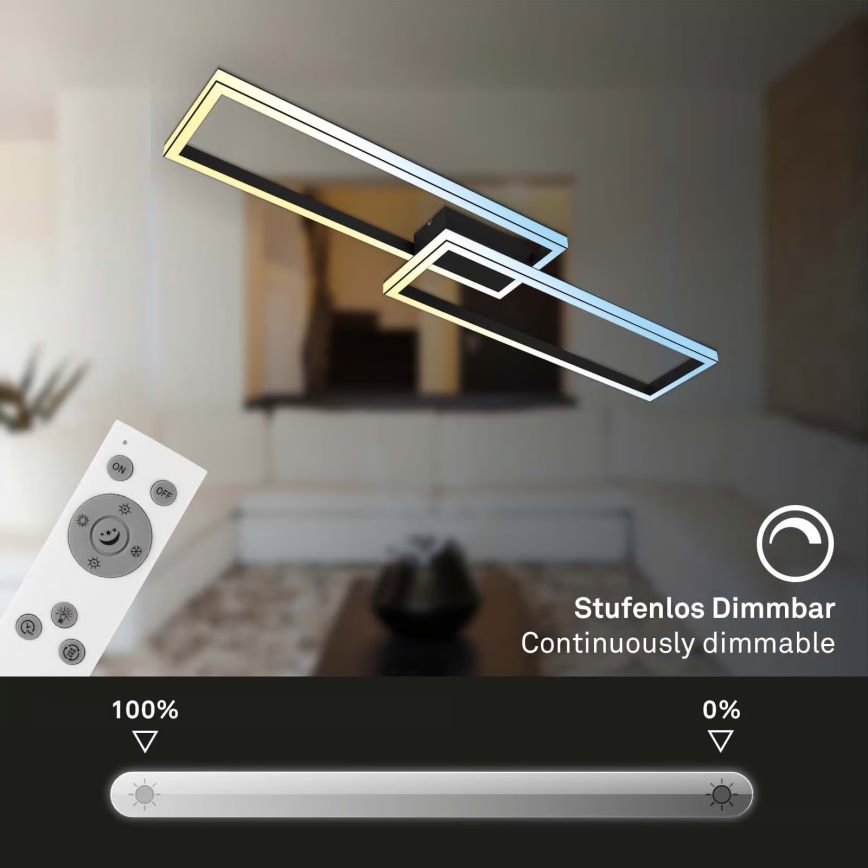 Briloner 3761015 - Dimmable LED ceiling light LED/45W/230V 2700-6500K black + remote control