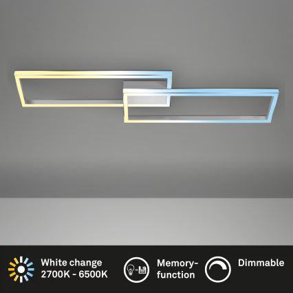 Briloner 3761019 - Dimmable LED ceiling light, 45W, 230V, 2700–6500 K, matte chrome + remote control