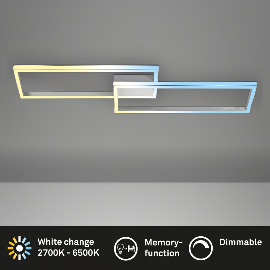 Briloner 3761019 - Dimmable LED ceiling light, 45W, 230V, 2700–6500 K, matte chrome + remote control