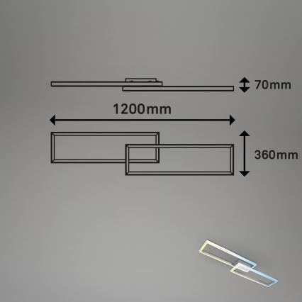 Briloner 3761019 - Dimmable LED ceiling light, 45W, 230V, 2700–6500 K, matte chrome + remote control