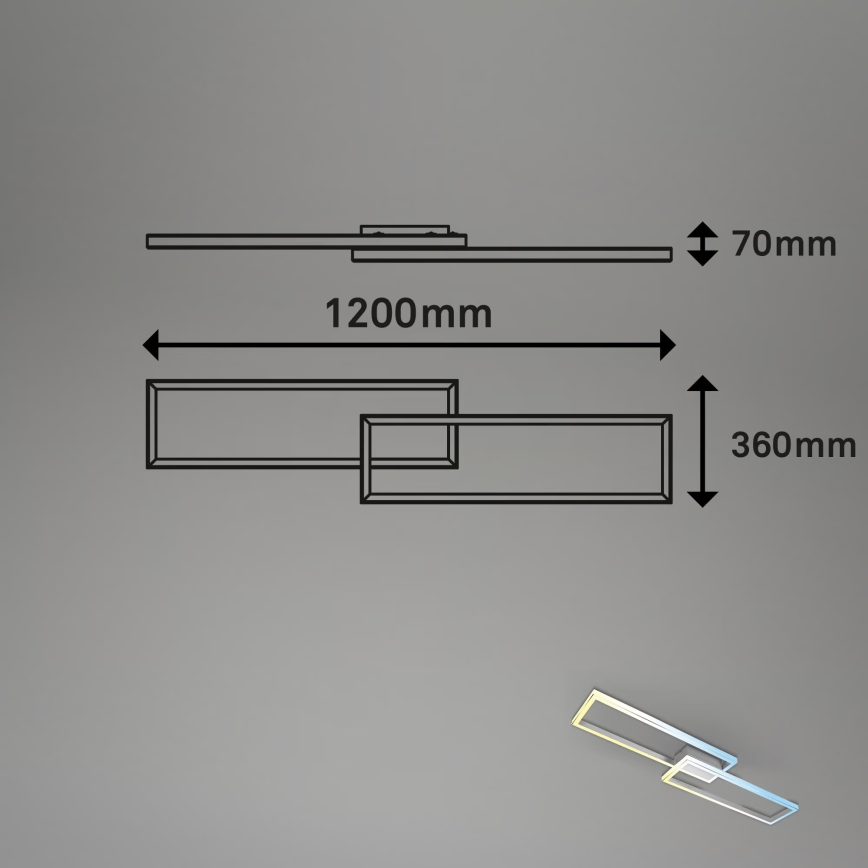 Briloner 3761019 - Dimmable LED ceiling light, 45W, 230V, 2700–6500 K, matte chrome + remote control