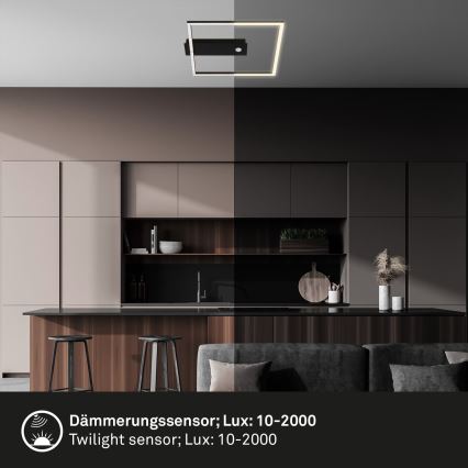 Briloner 3770-015 - LED ceiling light with motion and dusk sensor FRAME LED/14W/230V 3000K 30x32 cm black