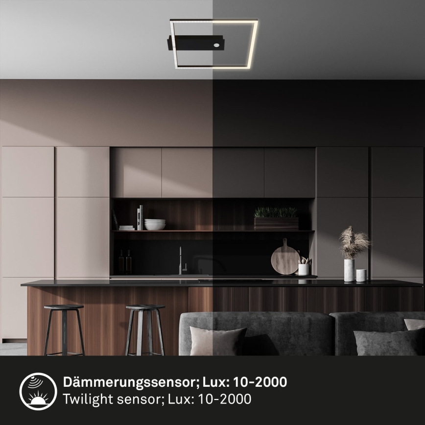 Briloner 3770-015 - LED ceiling light with motion and dusk sensor FRAME LED/14W/230V 3000K 30x32 cm black