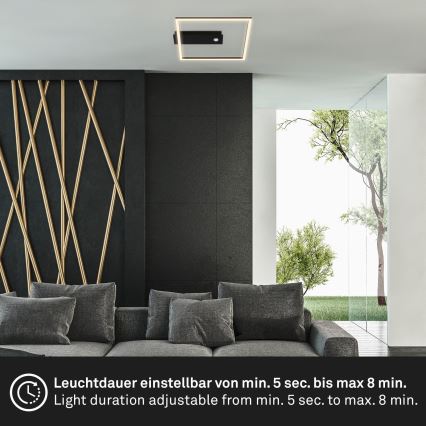 Briloner 3770-015 - LED ceiling light with motion and dusk sensor FRAME LED/14W/230V 3000K 30x32 cm black