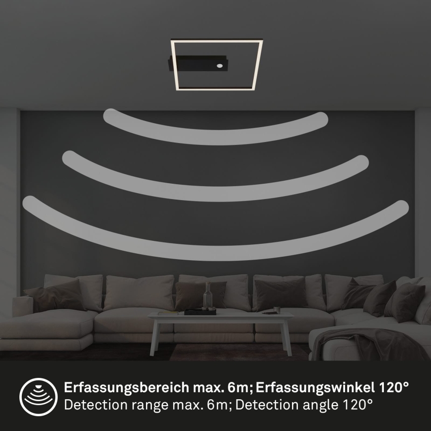Briloner 3770-015 - LED ceiling light with motion and dusk sensor FRAME LED/14W/230V 3000K 30x32 cm black
