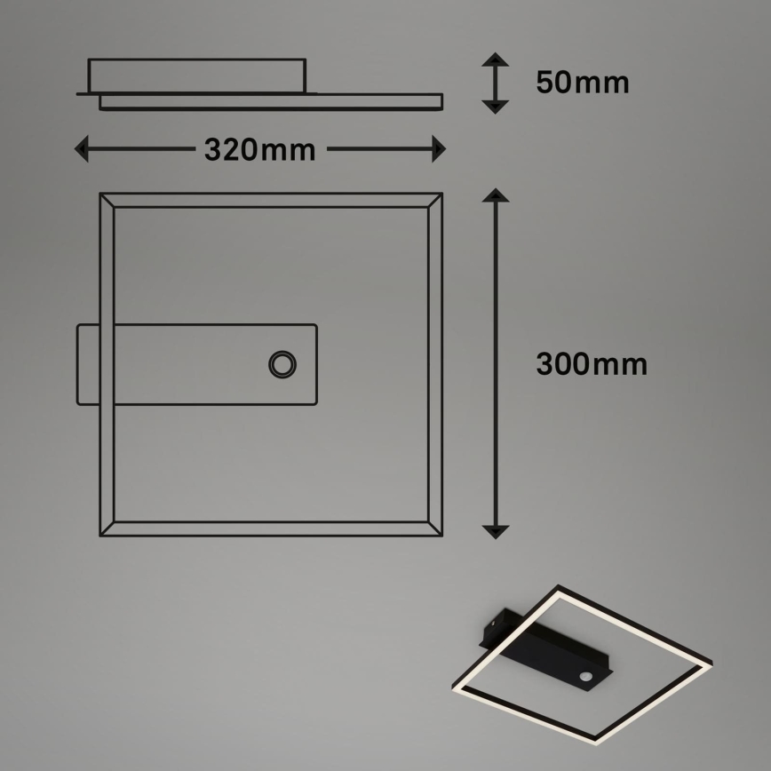 Briloner 3770-015 - LED ceiling light with motion and dusk sensor FRAME LED/14W/230V 3000K 30x32 cm black