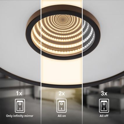 Briloner 3847015 - TORO LED Ceiling Light LED/18W/230V, Ø 42 cm, Black