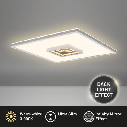 Briloner 3848014 - TORO LED Ceiling Light, 18W/230V, 42 x 42 cm, Matte Chrome