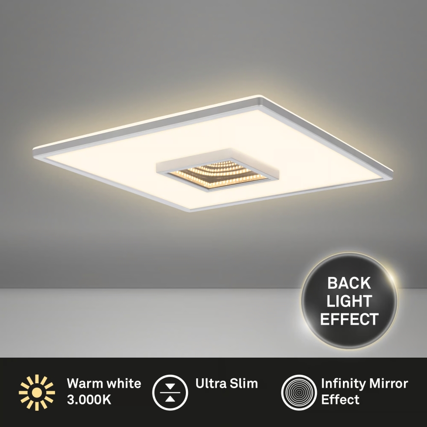 Briloner 3848014 - TORO LED Ceiling Light, 18W/230V, 42 x 42 cm, Matte Chrome