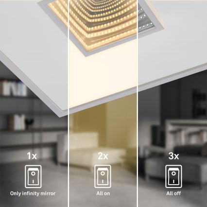 Briloner 3848014 - TORO LED Ceiling Light, 18W/230V, 42 x 42 cm, Matte Chrome