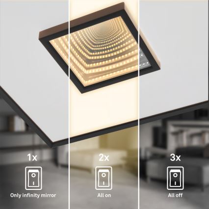 Briloner 3848015 - LED Ceiling Light TORO LED/18W/230V 42x42 cm black