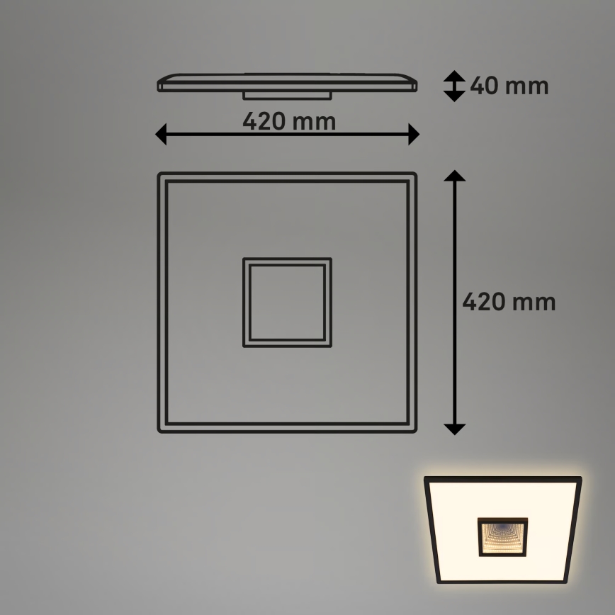 Briloner 3848015 - LED Ceiling Light TORO LED/18W/230V 42x42 cm black