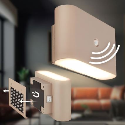 Briloner 3878011 - LED Rechargeable Wall Light with Motion and Dusk Sensor CHAT LED/3W/5V 2000 mAh Beige