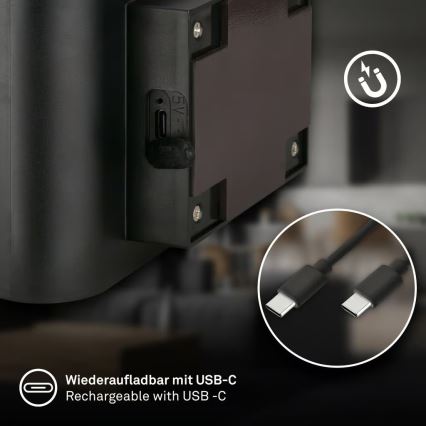 Briloner 3878015 - Rechargeable LED wall light with motion and dusk sensor CHAT LED/3W/5V 2000 mAh black