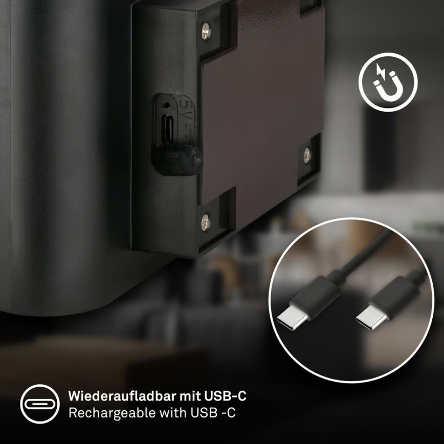 Briloner 3878015 - Rechargeable LED wall light with motion and dusk sensor CHAT LED/3W/5V 2000 mAh black