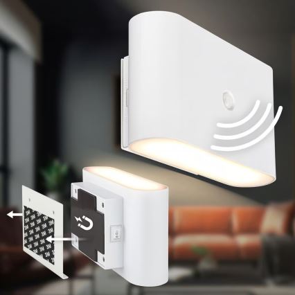 Briloner 3878016 - Rechargeable LED Wall Light with Motion and Dusk Sensor CHAT LED/3W/5V 2000 mAh white