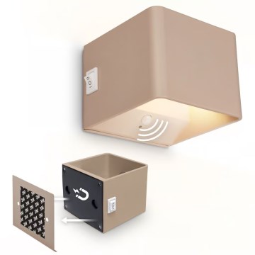 Briloner 3879011 - LED Rechargeable Wall Light with Motion and Dusk Sensor BORRA LED/1.5W/5V 3600 mAh Beige