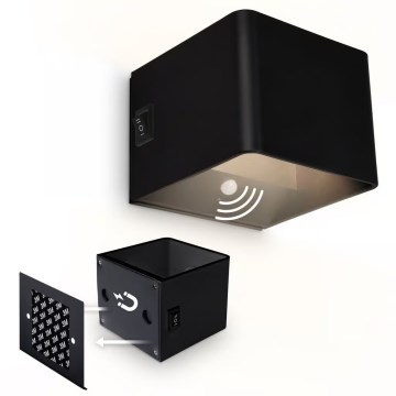 Briloner 3879015 - BORRA LED Rechargeable Wall Light with Motion and Dusk Sensor LED/1.5W/5V 3600 mAh Black