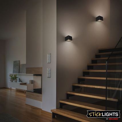 Briloner 3879015 - BORRA LED Rechargeable Wall Light with Motion and Dusk Sensor LED/1.5W/5V 3600 mAh Black