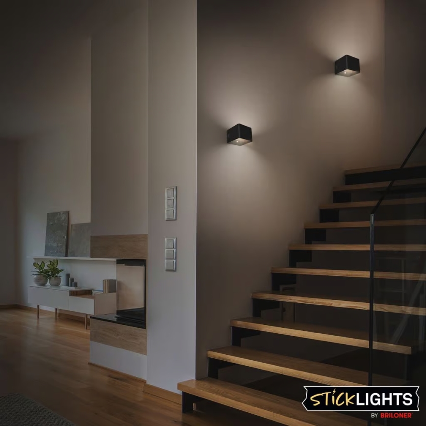 Briloner 3879015 - BORRA LED Rechargeable Wall Light with Motion and Dusk Sensor LED/1.5W/5V 3600 mAh Black