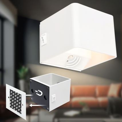 Briloner 3879016 - BORRA LED Rechargeable Wall Light with Sensor, LED 1.5 W / 5 V, 3600 mAh, White