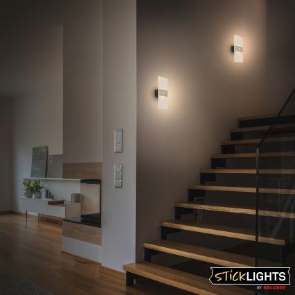 Briloner 3888012 - AURA Rechargeable LED Wall Light with Motion and Dusk Sensor LED/2.5W/5V 1800 mAh Matte Chrome