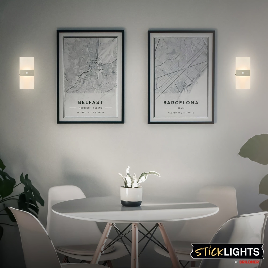 Briloner 3888012 - AURA Rechargeable LED Wall Light with Motion and Dusk Sensor LED/2.5W/5V 1800 mAh Matte Chrome