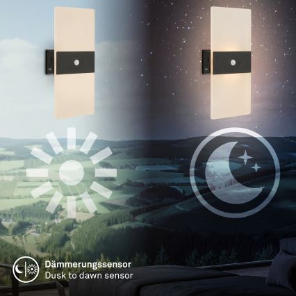 Briloner 3888015 - AURA Rechargeable LED Wall Light with Motion and Dusk Sensor, LED/2.5W/5V, 1800 mAh, Black