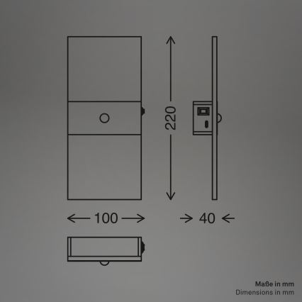 Briloner 3888015 - AURA Rechargeable LED Wall Light with Motion and Dusk Sensor, LED/2.5W/5V, 1800 mAh, Black