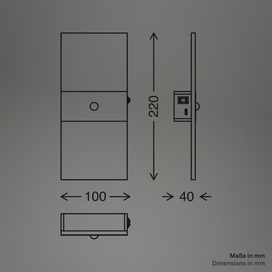 Briloner 3888015 - AURA Rechargeable LED Wall Light with Motion and Dusk Sensor, LED/2.5W/5V, 1800 mAh, Black
