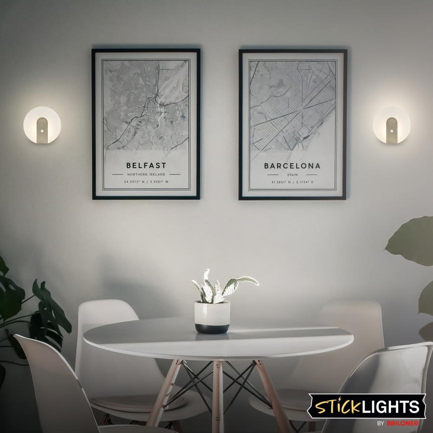 Briloner 3889012 - TARO LED Rechargeable Wall Light with Motion and Dusk Sensor LED/2.5W/5V/1800 mAh, matte chrome