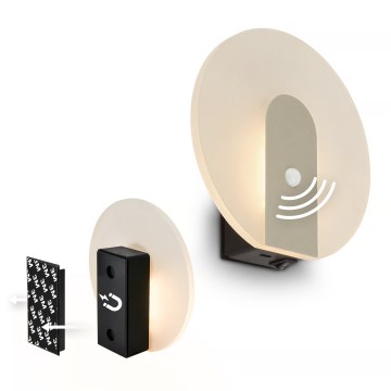 Briloner 3889012 - TARO LED Rechargeable Wall Light with Motion and Dusk Sensor LED/2.5W/5V/1800 mAh, matte chrome