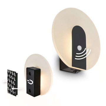 Briloner 3889015 - LED rechargeable wall light with motion and dusk sensor TARO LED/2.5W/5V 1800 mAh black