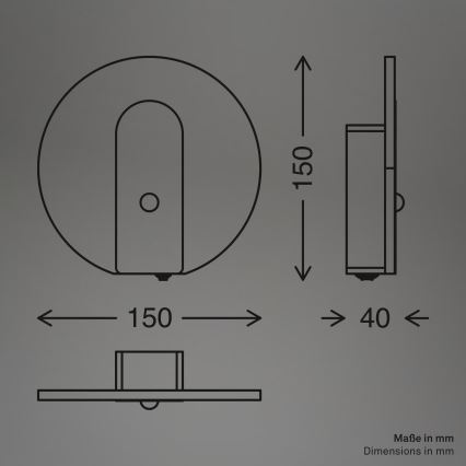 Briloner 3889015 - LED rechargeable wall light with motion and dusk sensor TARO LED/2.5W/5V 1800 mAh black