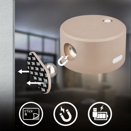 Briloner 3896011 - TARI LED Dimmable Rechargeable Wall Light, 1.6W/5V, 1500 mAh, Beige