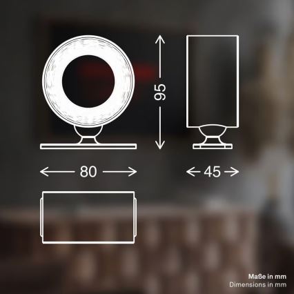 Briloner 3896011 - TARI LED Dimmable Rechargeable Wall Light, 1.6W/5V, 1500 mAh, Beige