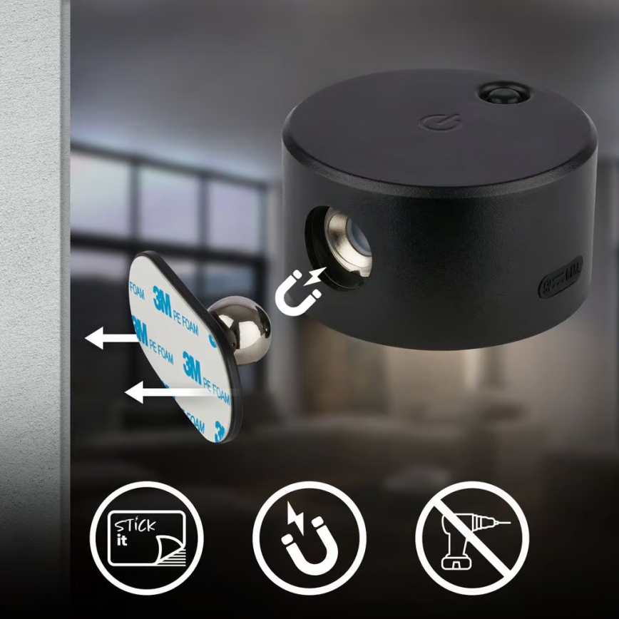 Briloner 3896015 - LED Dimmable Rechargeable Wall Light TARI LED/1.6W/5V 1500 mAh black