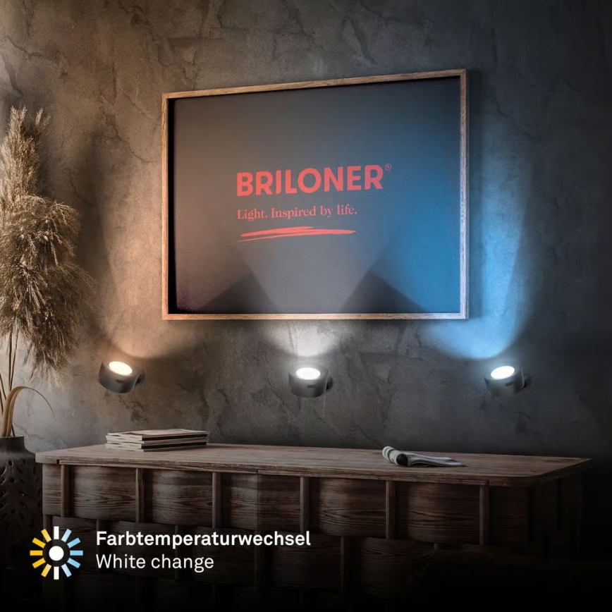 Briloner 3896015 - TARI LED Dimmable Rechargeable Wall Light 1.6W/5V 1500 mAh Black