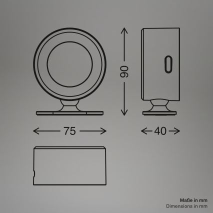 Briloner 3896016 - LED Dimmable Rechargeable Wall Light TARI LED/1.6W/5V 1500 mAh White