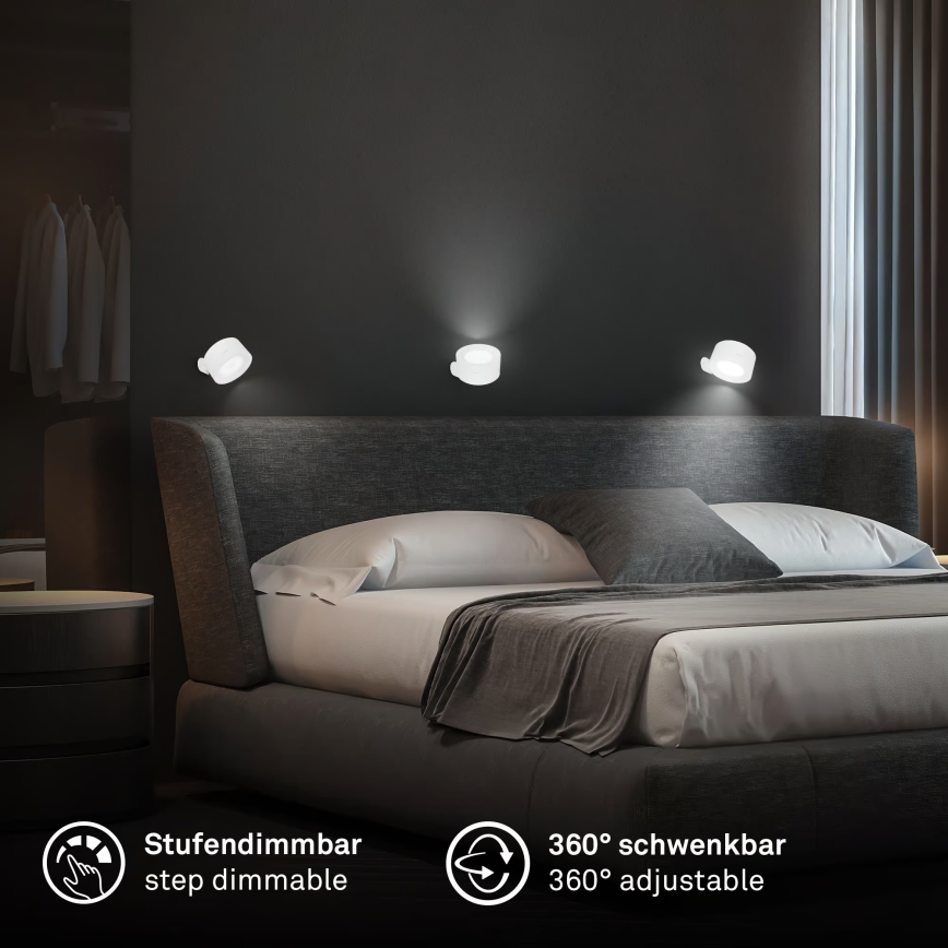 Briloner 3896016 - TARI LED Dimmable Rechargeable Wall Light LED/1,6W/5V 1500 mAh White