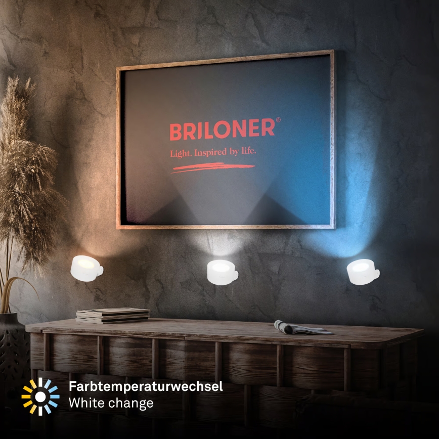Briloner 3896016 - TARI LED Dimmable Rechargeable Wall Light LED/1,6W/5V 1500 mAh White
