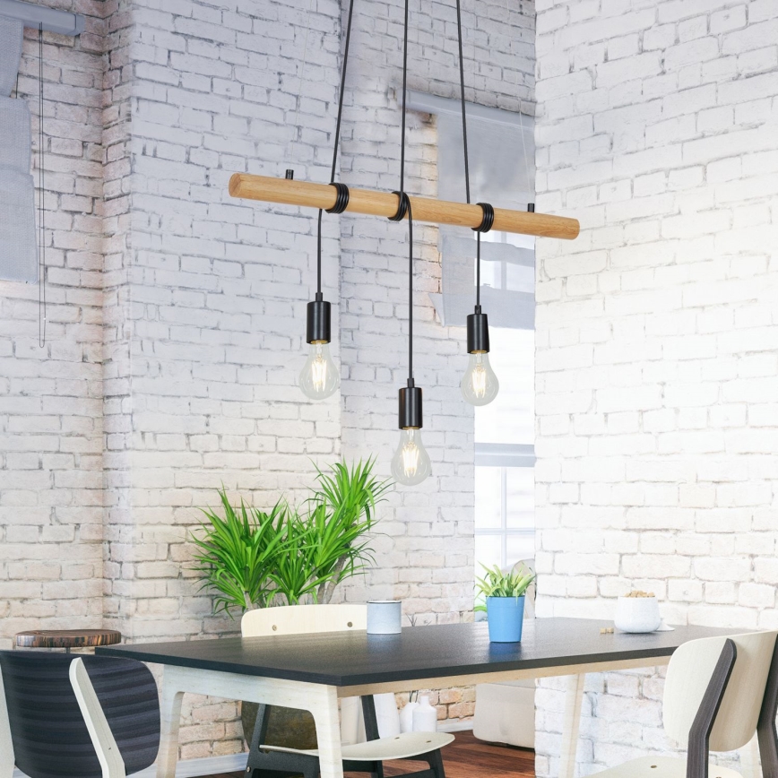Briloner 4015035 - Chandelier on a string 3xE27/25W/230V rubber tree