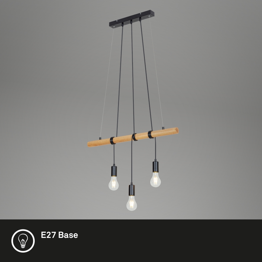 Briloner 4015035 - Chandelier on a string 3xE27/25W/230V rubber tree