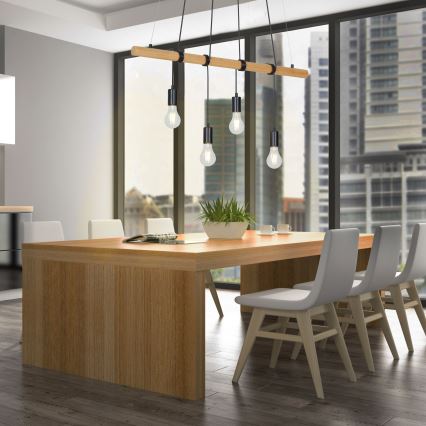 Briloner 4015045 - Chandelier on a string 4xE27/25W/230V rubber tree