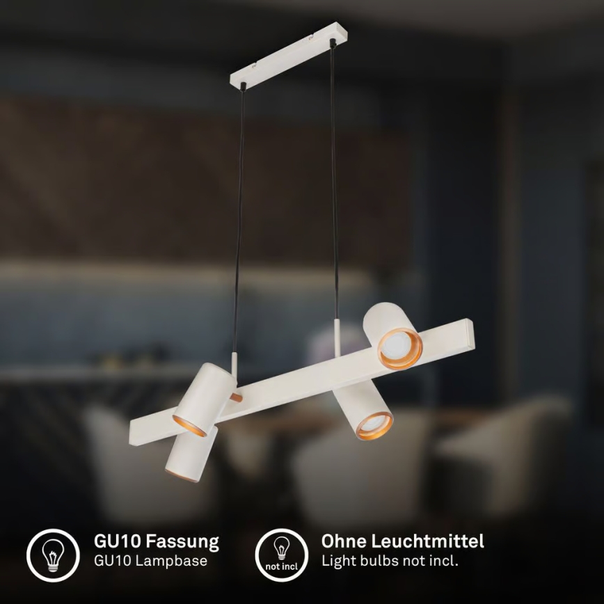 Briloner 4058044 - ERA cable pendant light 4xGU10/10W/230V cream