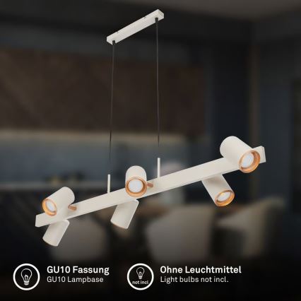 Briloner 4058064 - ERA cable-suspended pendant lamp 6xGU10/10W/230V cream