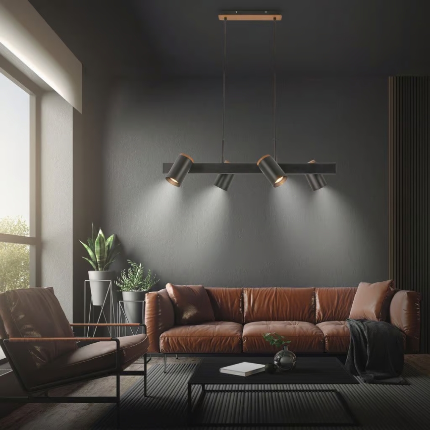 Briloner 4059045 - ERA Cable Pendant Light 4xGU10/10W/230V Black