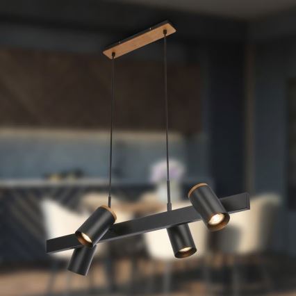 Briloner 4059045 - ERA Cable Pendant Light 4xGU10/10W/230V Black