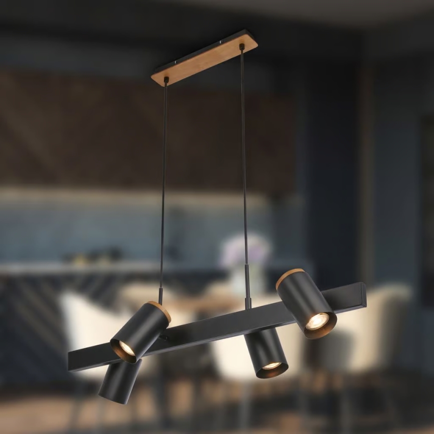 Briloner 4059045 - ERA Cable Pendant Light 4xGU10/10W/230V Black