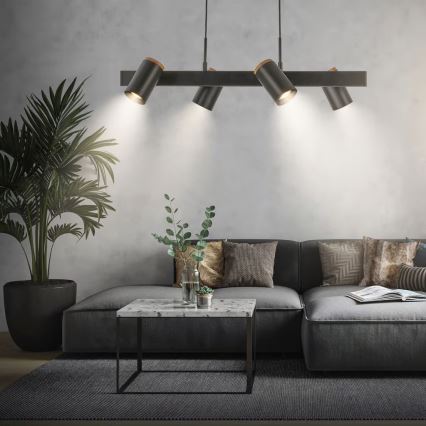 Briloner 4059045 - ERA Cable Pendant Light 4xGU10/10W/230V Black